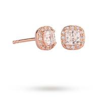 9ct Rose Gold Cubic Zirconia Cushion Halo Stud