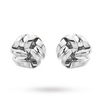 9ct White Gold Knot Stud Earrings