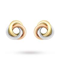 9ct Three Colour Gold Knot Stud Earrings