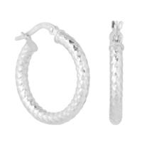 9ct White Gold Small Texture Hoops