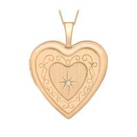 9ct Rose Gold 20mm Diamond Set Heart Locket