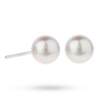 9ct White Gold 6.5-7mm Grey Fresh Water Pearl Stud Earrings