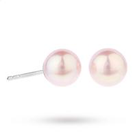 9ct White Gold 6.5-7mm Pink Fresh Water Pearl Stud Earrings