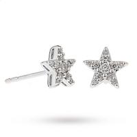 9ct White Gold 0.15ct Diamond Star Stud Earrings