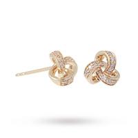 9ct yellow gold 015ct diamond knot stud earrings
