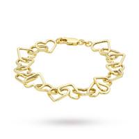 9ct yellow gold heart link bracelet