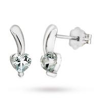 9ct White Gold Aquamarine Heart Drop Earrings