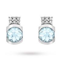 9ct White Gold Diamond and Blue Topaz Stud Earrings