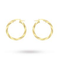 9ct Yellow Gold Twist Hoop Earrings