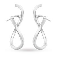 9ct White Gold Wave Drop Earrings