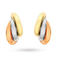 9ct Three Colour Gold Russian Earrings