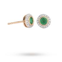 9ct yellow gold emerald and diamond earrings