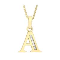 9ct yellow gold initial a cubic zirconia pendant