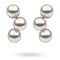 9ct yellow gold trio pearl stud earrings