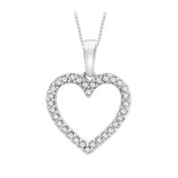 9ct White Gold Diamond Set Heart Pendant