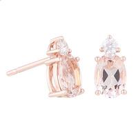 9ct rose gold morganite oval studs