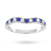 9ct White Gold Sapphire and 0.18 Total Carat Weight Diamond Shaped Wedding Ring