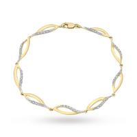 9ct Yellow Gold Diamond Set Twist Bracelet