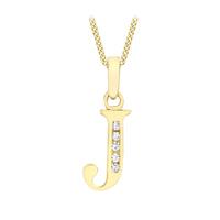 9ct Yellow Gold Initial J Cubic Zirconia Pendant