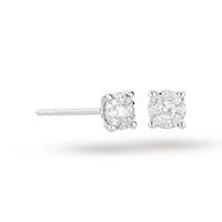 9ct White Gold 0.15 Carat Total Weight Diamond Multi Stone Stud Earrings