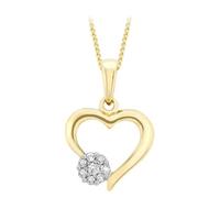 9ct Yellow Gold Diamond Open Heart Pendant