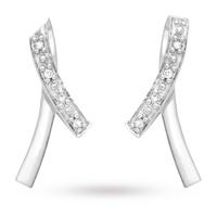 9ct White Gold Diamond Drop Earrings