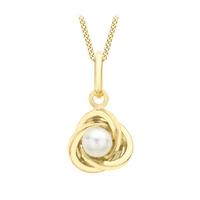 9ct Yellow Gold Fresh Water Pearl Knot Pendant