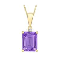 9ct yellow gold amethyst and diamond pendant