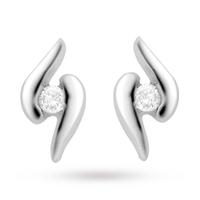 9ct White Gold Diamond Set Swirl Stud Earrings