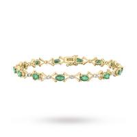 9ct Yellow Gold Emerald and Diamond Bracelet