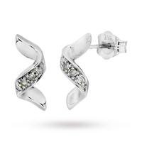 9ct White Gold Diamond Twist Stud Earrings