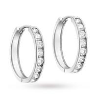 9ct White Gold Cubic Zirconia Huggy Earring