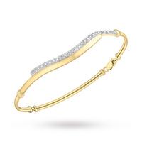 9ct Yellow Gold Diamond Set Cross Over Bangle