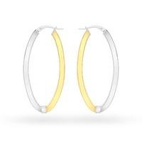 9ct 2 Colour Gold Oval Creole Earrings