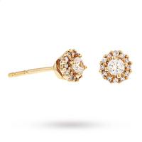 9ct yellow gold 020ct diamond halo stud earrings