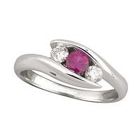 9ct white gold ruby and 020 carat diamond ring