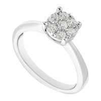 9ct white gold 0.28 carat diamond bridal cluster ring