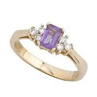 9ct gold diamond and amethyst ring