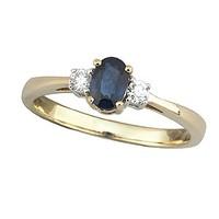 9ct gold sapphire and 0.15 carat diamond ring