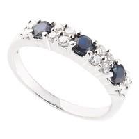 9ct white gold sapphire and 0.17 carat diamond ring