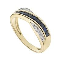 9ct gold sapphire and diamond crossover ring