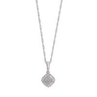 9ct white gold 0.13 ct brilliant and baguette diamond cluster pendant