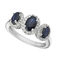 9ct white gold sapphire and 0.27 carat diamond ring