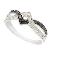 9ct white gold black and white diamond art deco ring