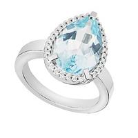 9ct white gold blue topaz and 0.15 carat diamond ring