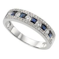 9ct white gold sapphire and 0.40 carat diamond ring