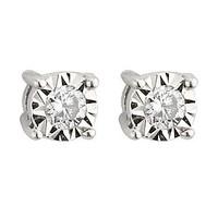 9ct white gold 0.12 carat diamond solitaire stud earrings