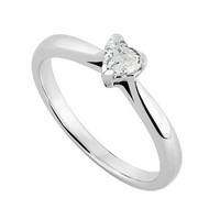 9ct white gold 020 carat heart diamond solitaire ring