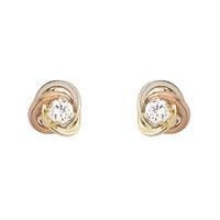 9ct three colour gold cubic zirconia knot stud earrings