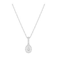 9ct white gold cubic zirconia pear cluster halo pendant